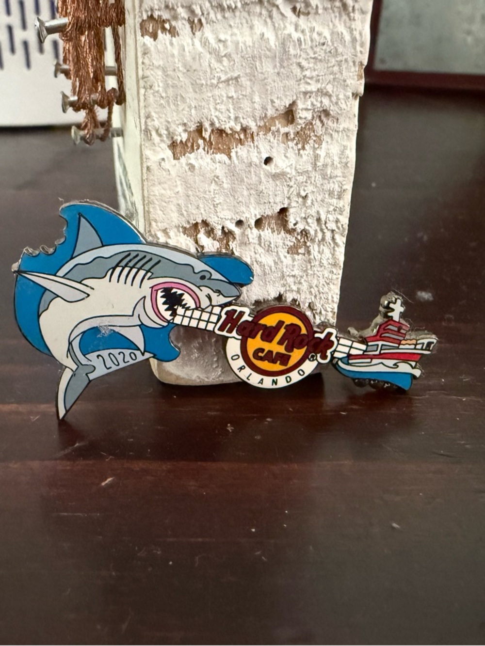Hard Rock Cafe 2020 Blue & White Shark and Ship Enamel Pin